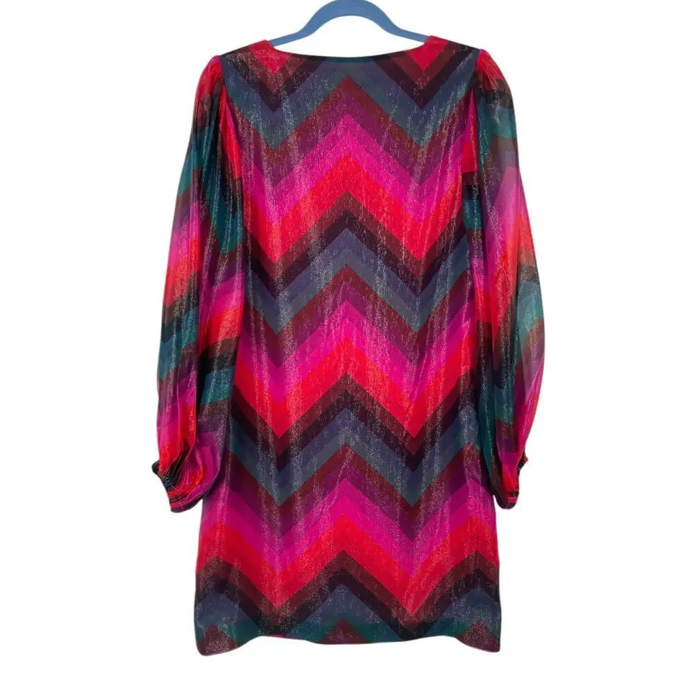 Trina Turk Hitachi Silk Blend Shift Dress Size 2 Multicolor Party Night Out - Picture 12 of 13